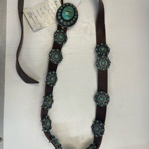 Turquoise Floral Concho Leather Belt